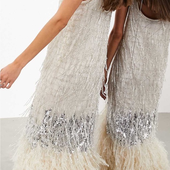 Sequin and Feather Midi Dress - Picture 3 of 6